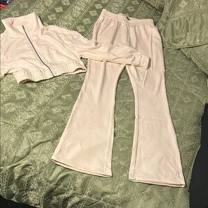 Cream Velour Tracksuit Set